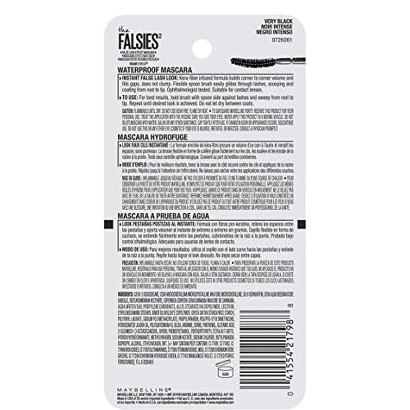 Maybelline Volum' Express Falsies Volumizing Waterproof Mascara, Very Black, 2 Count