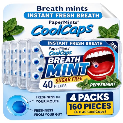 Breath Freshening Mints Sugar-Free Peppermint Capsules 4-Pack of 40 - Mint / 4 Boxes