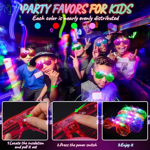 HONLYNE 105 Pack LED Glow in The Dark Glasses for Party, Halloween, Birthday, Rave