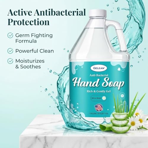 GELEAN White Bloom Liquid Hand Soap Refill 128oz Aloe Vera & White Tea Scent