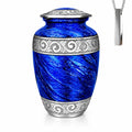 Eternal Blue Cremation Urn Set for Human Ashes - Adult Male & Female with Necklace & Velvet Bag - Variation of THIS listing