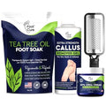 Tea Tree Oil Foot Cream - Moisturizing Athletes Foot Care For Dry Cracked Feet Cream - Heel & Callus Removal,& Tea Tree Foot Soak, Callus Remover Gel Foot File Pedicure Kit