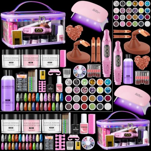 Deciniee Acrylic Nail Kit for Beginners with Gift Makeup Bag, Purple – Single Layer