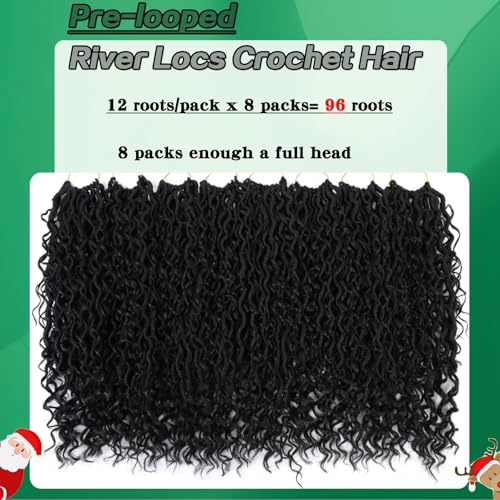 YOROSTAR 30 Inch Goddess Faux Locs Crochet Hair - 8 Packs Curly River Locs with Curly Ends, Pre-Looped Boho Style for Black Women, Variation 1B#