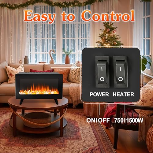 16-Inch Freestanding Electric Fireplace Heater with Realistic 3D Flames