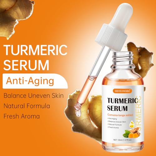Turmeric Serum for Dark Spots£¬2 PCS Face Serum Turmeric Dark Spot Corrector Serum for Face, Moisturizing Massage Essence Reduces Hyper pigmentation Age&Sun Spot, Facial Serum for Women & Men 1Fl Oz