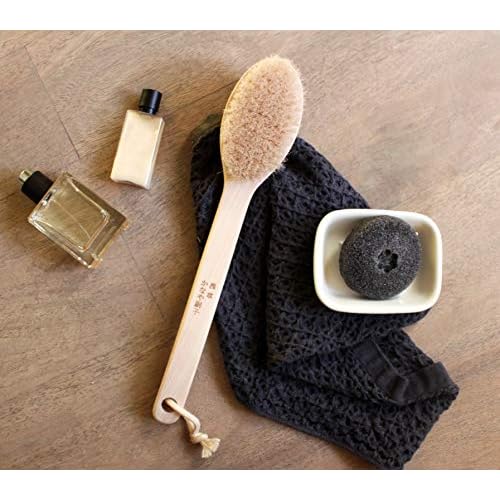 Japanese Body Brush for Bath or Dry Brushing, Exfoliation, Cellulite Treatment, Long Handle, Soft