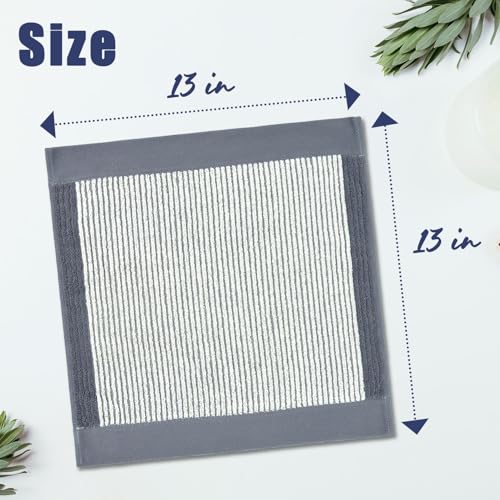 Gray Cotton Washcloths 12 Pack - Soft, Absorbent Bath & Facial Towels