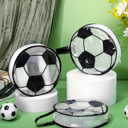 Soccer Makeup Bags - 12 Waterproof PVC Cosmetic Pouches, Vibrant Design