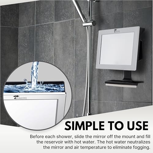ToiletTree Products Fogless Shower Mirror with Squeegee - Anti-Fog Mirror - Adjustable Shaving Mirror with a Squeegee - Rust-Proof, Impact-Resistance Bathroom Shower Mirror (Pack of 2)