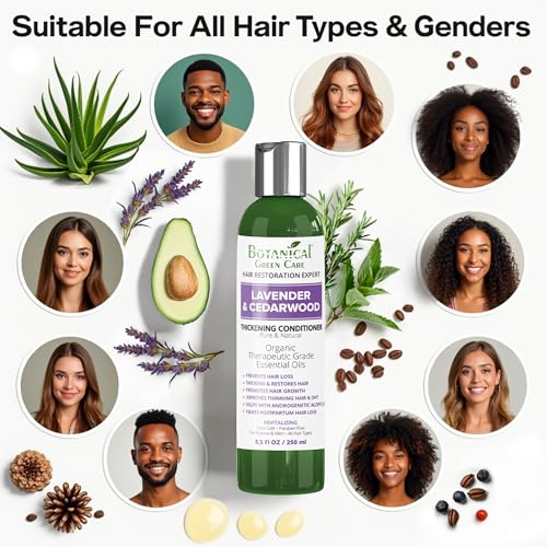 Botanical Green Care Lavender & Cedarwood Conditioner for Hair Growth & Thickening - Color Safe, Natural Hair Care