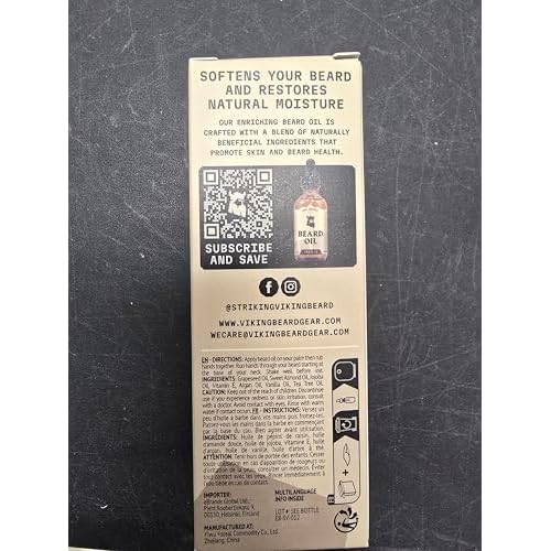 Striking Viking Vanilla Beard Oil for Men - Naturally Derived Conditioner with Argan & Jojoba Oils for Softening, Moisturizing and Growth (2 Oz)