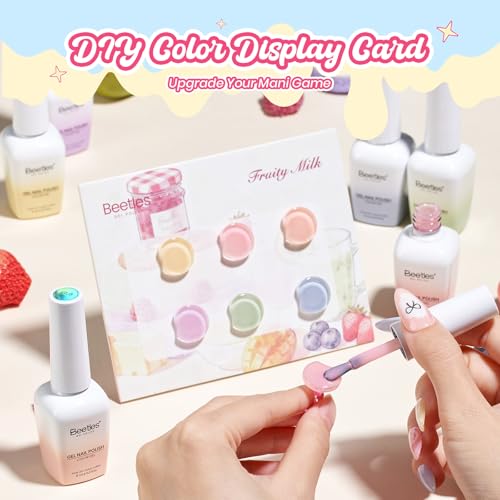 Beetles Fruity Milk Jelly Gel Nail Polish Set - 6 Colors Spring Pastel Gel Polish Kit Pink Purple Blue Peach Nude Green Yellow Sheer Translucent Effect Soak Off UV Nail Art Manicure Gift for Women