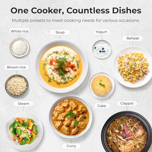 Mini Rice Cooker with 3-Cup Capacity and Black Finish - 9 Presets