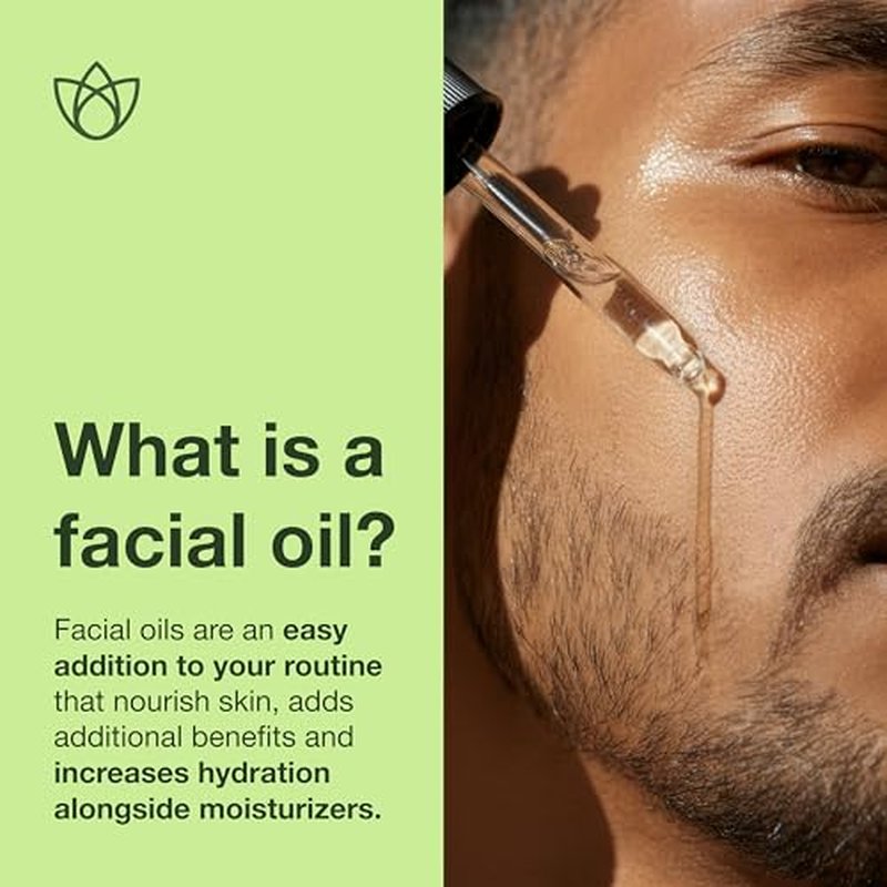 Botanics Facial Oil for Men - Nourishing Daily Face & Beard Oil for Dry Skin - Enriched with Argan & Rosehip Oils - Lightweight & Non-Greasy Men's Skincare - Vegan, Cruelty Free (0.84 Fl Oz)