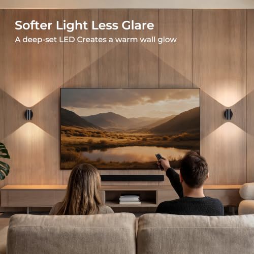 Tubicen 1 Pack Black LED Wall Sconce Dimmable Indoor Wall Light - Up & Down Lighting