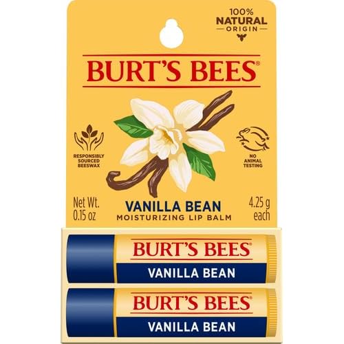 Burt's Bees Lip Balm - Vanilla Bean, Lip Moisturizer With Responsibly Sourced Beeswax, Tint-Free, Natural Origin Conditioning Treatment, 2 Tubes, 0.15 oz. (Pack of 2)