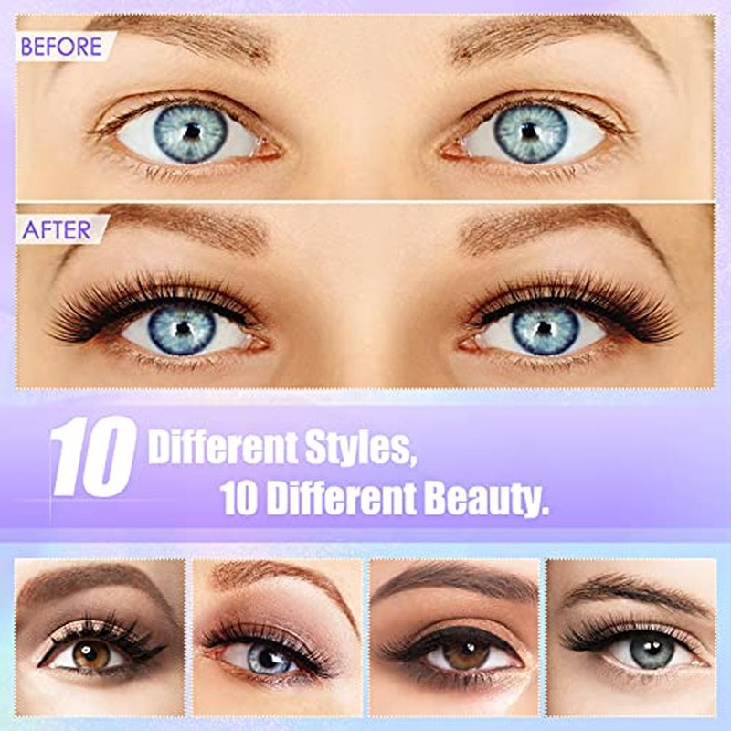Magnetic Lashes [10 Pairs], Premium Natural Looking, Reusable Lightweight Wispy Strong Magnetic Eyelashes with Applicator and Tweezers, No Glue Needed