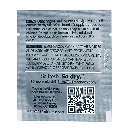 Men's Anti-Chafing Lotion Travel Pack Set - 60 Single-Use Fresh Balls On-The-Go 0.07 Fl Oz