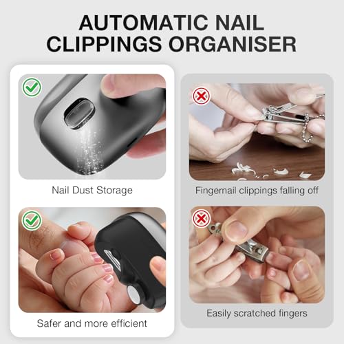 Electric Nail Clipper Set 2026 New Dual-Function Trimming and Filing System Professional Electric Nail Clippers are Suitable for (Adults/Children/Seniors) for Both Fingernails and toenails Black