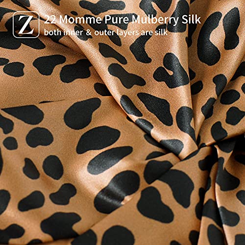 ZIMASILK 22 Momme 100% Pure Silk Bonnet for Sleeping - Leopard Black/Golden, One Size
