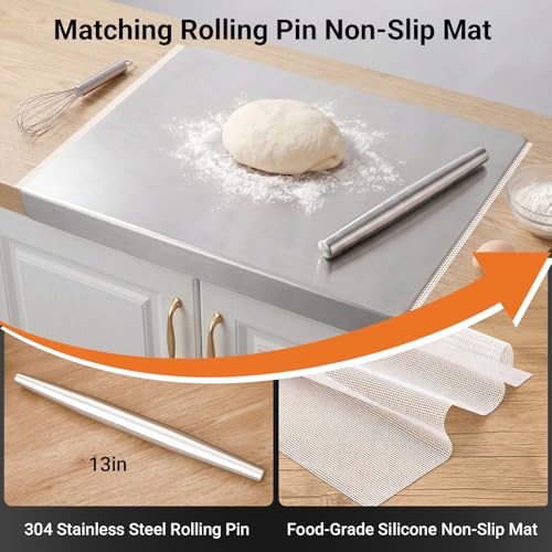 Extra Large Stainless Steel Cutting Board with Lip - 31.5" L x 22.8" W