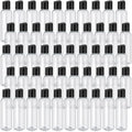 Hinged Lid Plastic Squeeze Bottles 50 Pack 4oz Amber Clear with Black Caps