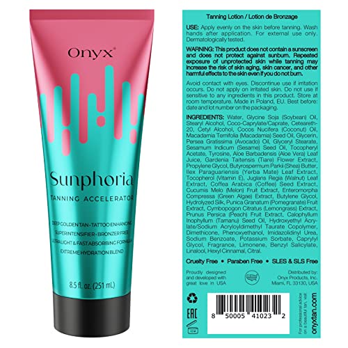 Onyx Sunphoria Bronzer-Free Indoor Tanning Bed Lotion - Deep, Natural Tan Accelerant
