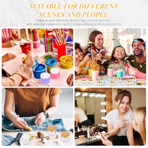 SATINIOR 36 Pieces 10 oz Plastic Jars with Lids Wide Mouth Airtight Reusable Container Acrylic Cosmetic Small Jars for Lotions Ointments Travel Toiletries Creams Make up Storage(Gold)