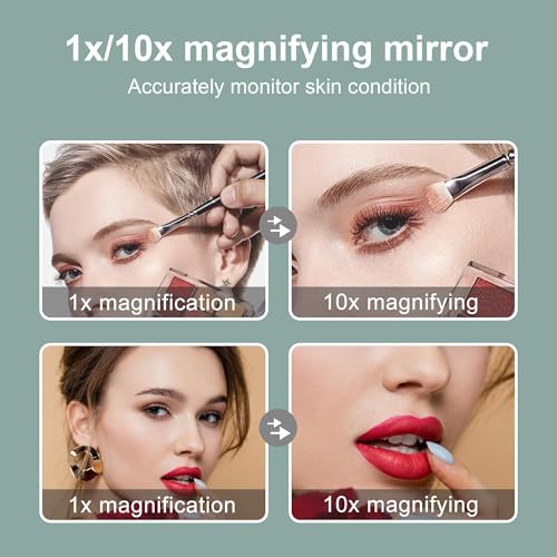 10X Magnifying Clip-On Makeup Mirror with Light - 6.5 Inch Travel Vanity with 360° Rotation