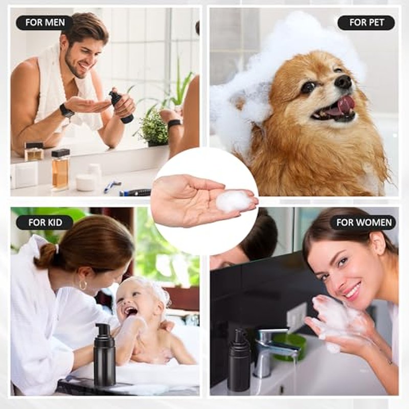 50pcs Foam Pump Bottles 1oz/30ml Plastic Mini Empty Dispenser DIY Travel Face Cleanser Mousse Soap Foam Bottle Refillable Hand Soap Eyelash Shampoo Cosmetics Portable Travel Pack(Black)