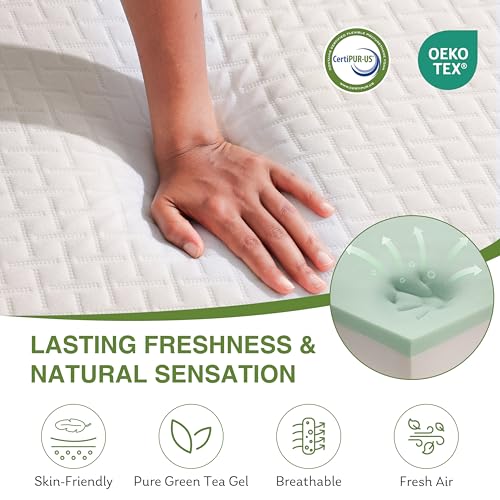 EGOHOME Medium Firm 6-Inch Twin Memory Foam Mattress with Cooling Green Tea Gel