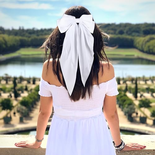 Large Satin Hair Bows for Women & Girls - 20 Colorful Hair Accessories with Long Tails