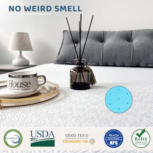 Full Size Memory Foam Mattress Topper 3 Inch Cooling Gel Support White Cover