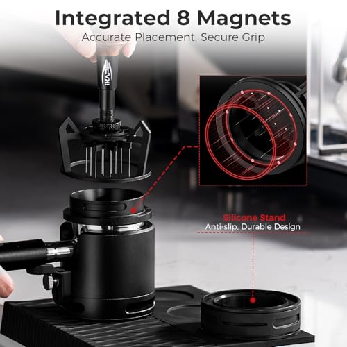 IKAPE 54mm Espresso Coffee WDT Tool with Adjustable Needle & Funnel - Black