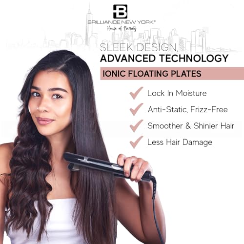 Purple Brilliance New York 1-Inch Titanium Flat Iron & Curling Iron, Anti-Static, LCD Display