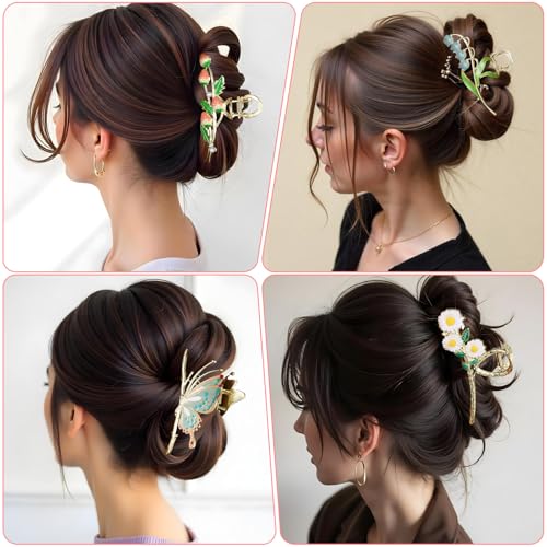 YUXIANLB 11PCS Metal Claw Clips, Sparkly Butterfly Tulip Flower Large