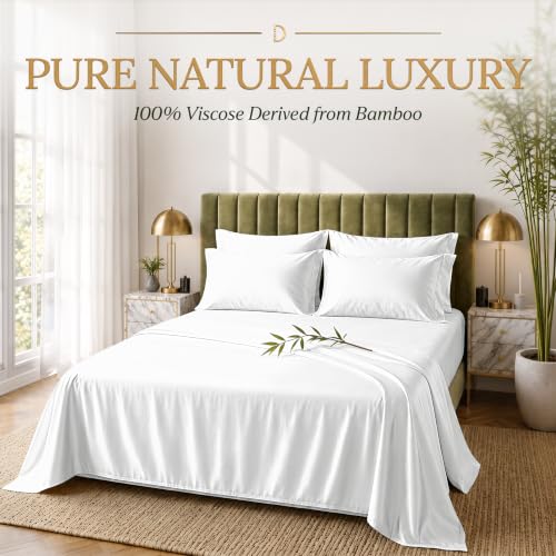 White King Size Bamboo Viscose Bed Sheet Set - 6 Piece Luxury Bedding
