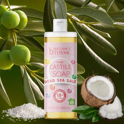 Brittanie’s Pure Castile Liquid Soap Refill with Dead Sea Salt - 32 oz, Pack of 2 - Variation of Dead Sea Salt / 64 Fl Oz