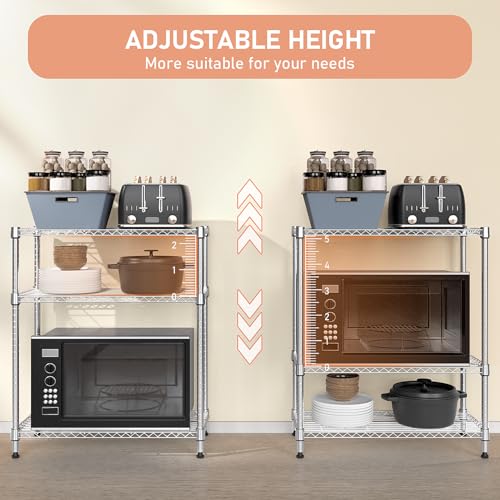 Chrome 3-Tier Metal Wire Storage Rack - 750 lbs Capacity, Adjustable Shelves