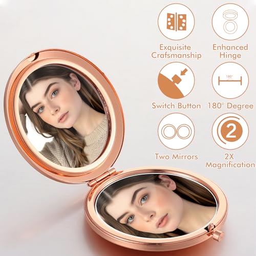 12-Pack Compact Folding Makeup Mirrors with 1X/2X Magnification for Women