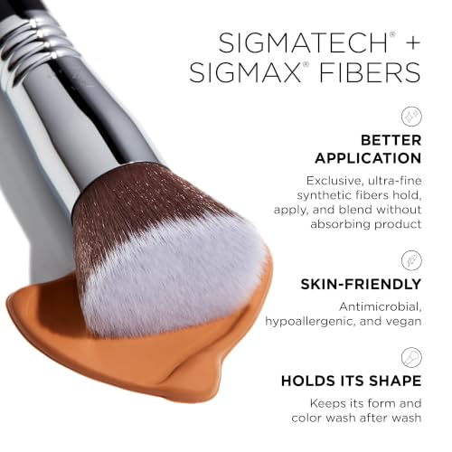 Silica Beauty F80 Flat Kabuki Makeup Brush for Liquid and Cream Foundation - Precise Blending