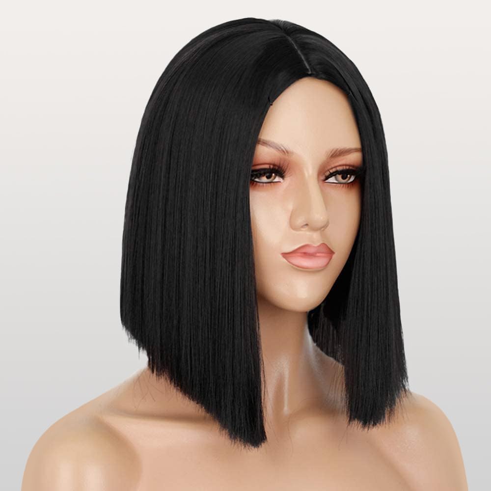 Ecibeny Short Straight Hair Black Bob Wig 10 Inch