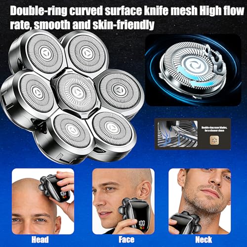 Velurie 3-Pack Silver Replacement Heads for 7D Floating Shaver - Compatible with Freebird