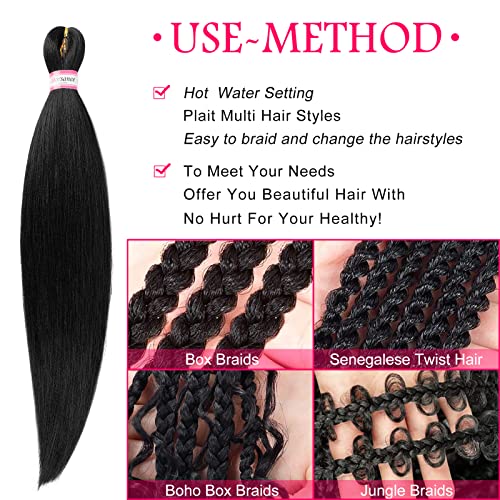 Pre Stretched Braiding Hair 8 Packs 26 Inch Yaki Straight Synthetic Extensions - Variation 1B