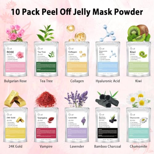 Pjordo Jelly Masks Set 10 Pack with Mixing Bowl - Classic Kit for Hydrating & Nourishing Skin - Variant: 10T
