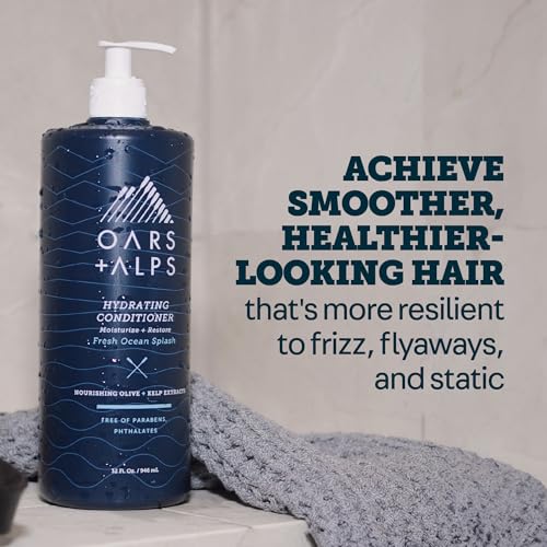 Oars + Alps Men's Sulfate Free Conditioner, Infused with Kelp and Algae Extracts, Fresh Ocean Splash, 32 Fl Oz