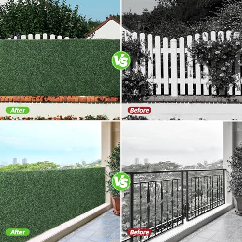 Artificial Grass Wall Panels 24pcs 20x20 Inches Boxwood Hedge for Outdoor Indoor Garden Privacy Fence - Variation 1