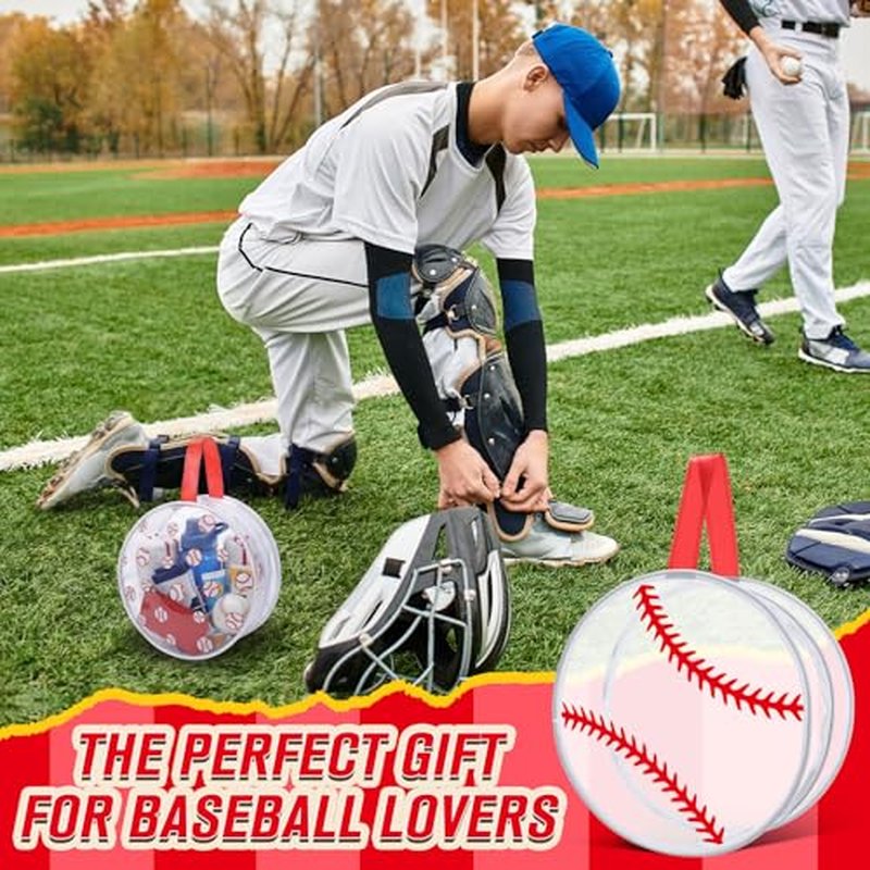 24 Pcs Baseball Clear Makeup Bag with Zipper Bulk Sport Goodie Clear PVC Pouch Organizer Waterproof Travel Case for Woman Team Gifts Birthday Decorations Supplies