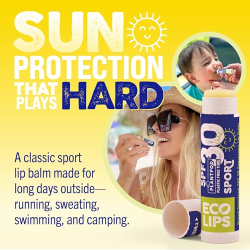Eco Lips Classic Sport SPF 30 Broad Spectrum Sunscreen Lip Balm ? 6-Pack (Classic Vanilla) | Organic Moisturizing Lip Protection | Made in USA, Cruelty-Free Outdoor Lip Care